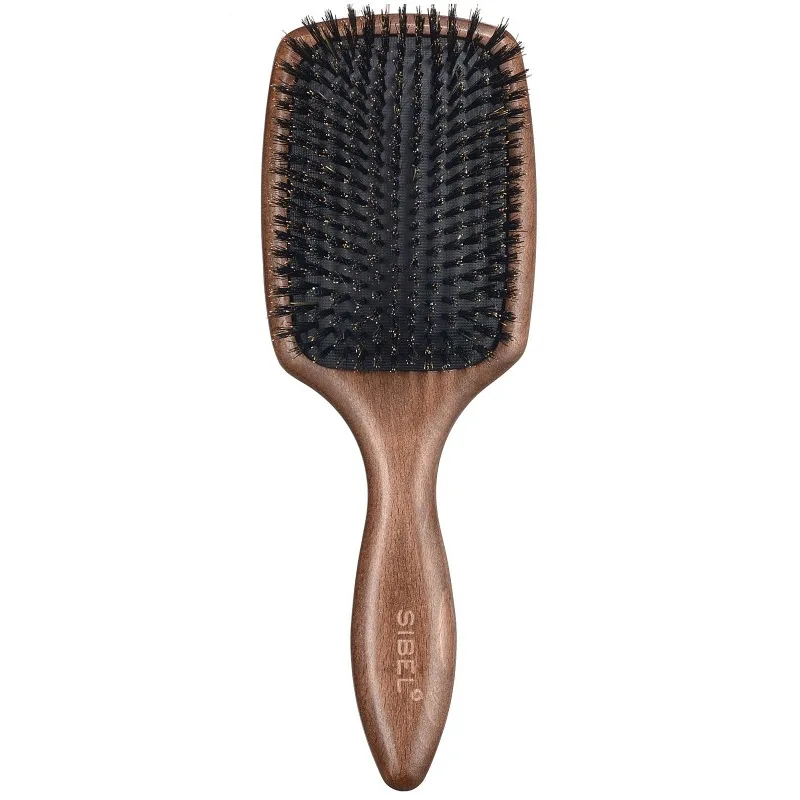 SIBEL Decopad L Plochá dřevněná kefa na vlasy so štetinami z diviaka - 250x85mm