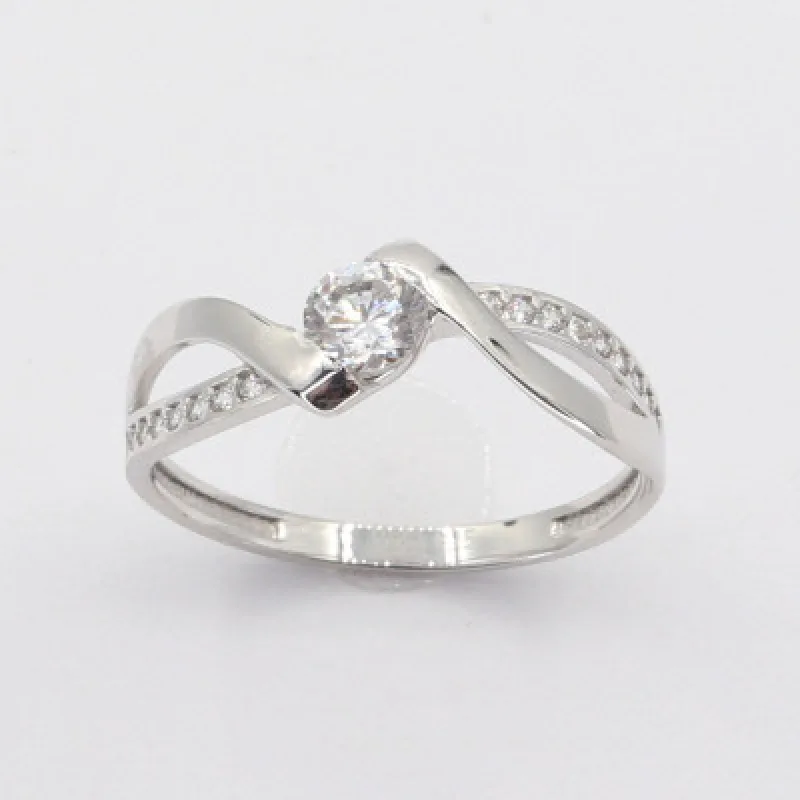 Zlatý prsteň so zirkónmi z bieleho zlata KA BTT741W, 59, 2.20 g