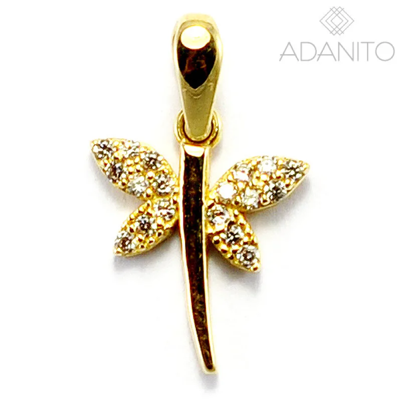 Zlatý prívesok vážka so zirkónmi ADANITO BRP1032G, 0.79 g
