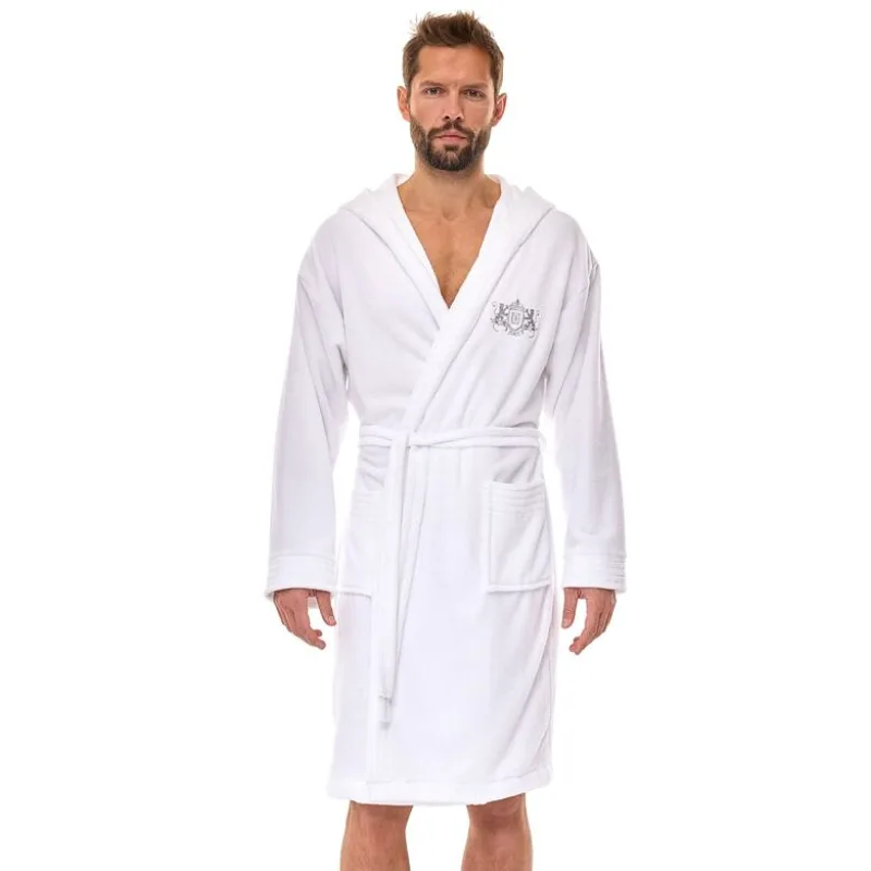 Froté pánsky župan Lions biely s kapucňou L