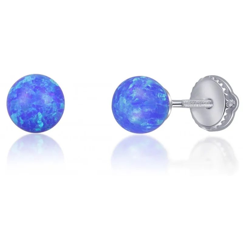 Strieborné opálové náušnice guličky na skrutku JVD SVLE0784XF6O300