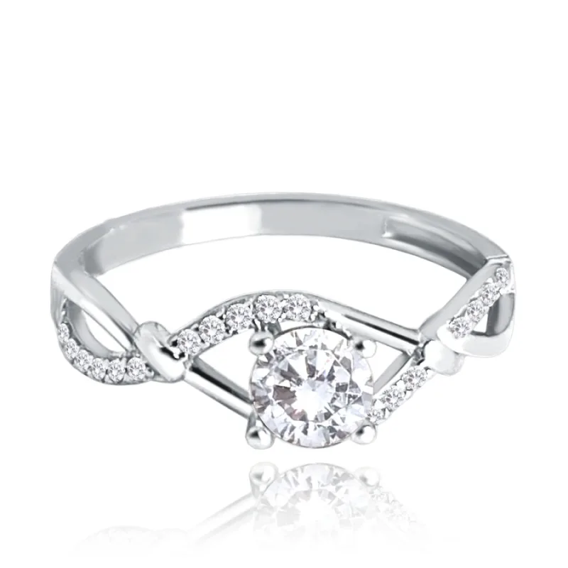 Zásnubný prsteň z bieleho zlata s bielym zirkónom Au 585/1000 MINET JMG0213WSR, 59, 1.90 g