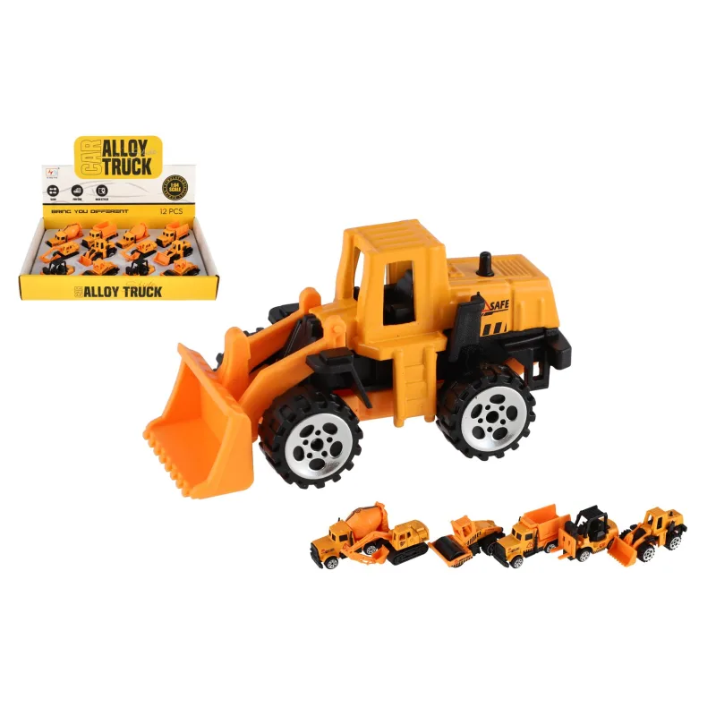 Teddies Auto stavebný mini kov/plast 7cm voľný chod mix druhov 12ks v boxe