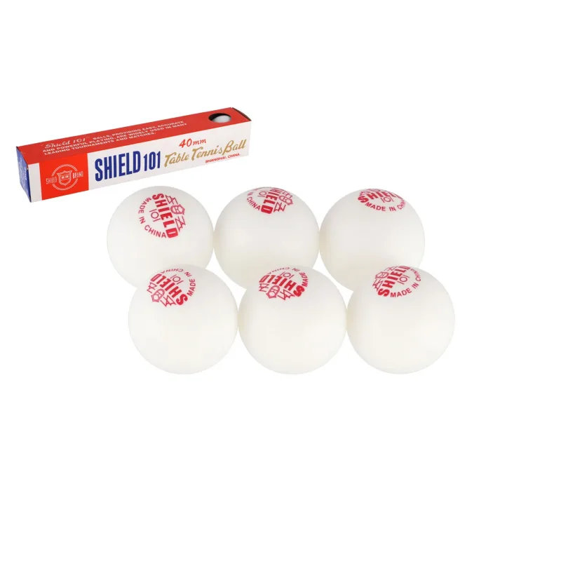 Teddies Loptičky na stolný tenis 6ks SHIELD 4cm bezšvové biele v krabičke 24x4cm