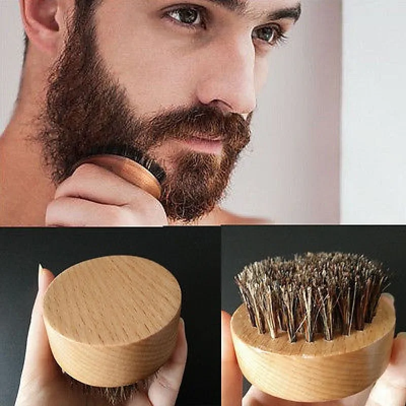 OSTATNÍ VÝROBCOVIA Beard Brush SL1400 Okrúhla drevená kefa na fúzy, diviačie štetiny - priemer 55mm