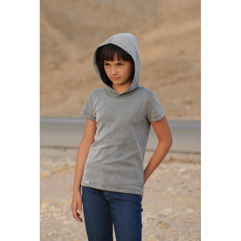 Termo tričko s kapucňou detské - sivá, 158 -164