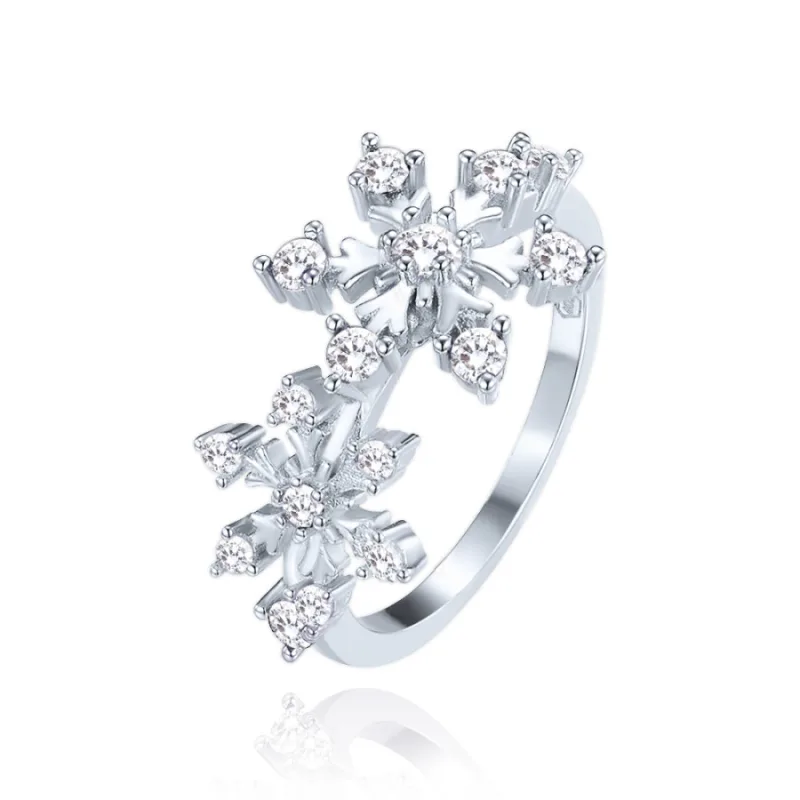 Strieborný prsteň snehová vločka s bielymi zirkónmi MINET JMAS8059SR, 57, 2.65 g