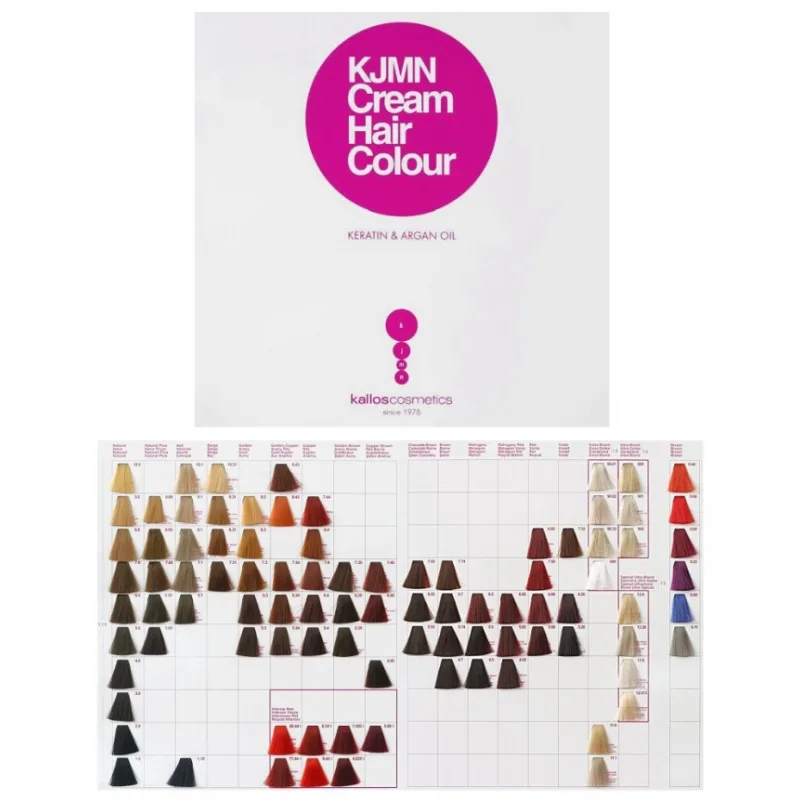 KALLOS KJMN Vzorkovník farieb na vlasy Kallos Cream Hair Colour s keratínom a arganovým olejom