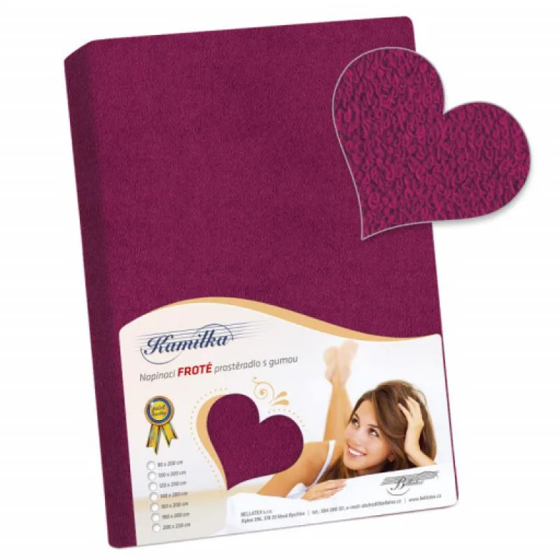 Bellatex Prostěradlo froté - bordová - 90x200 cm