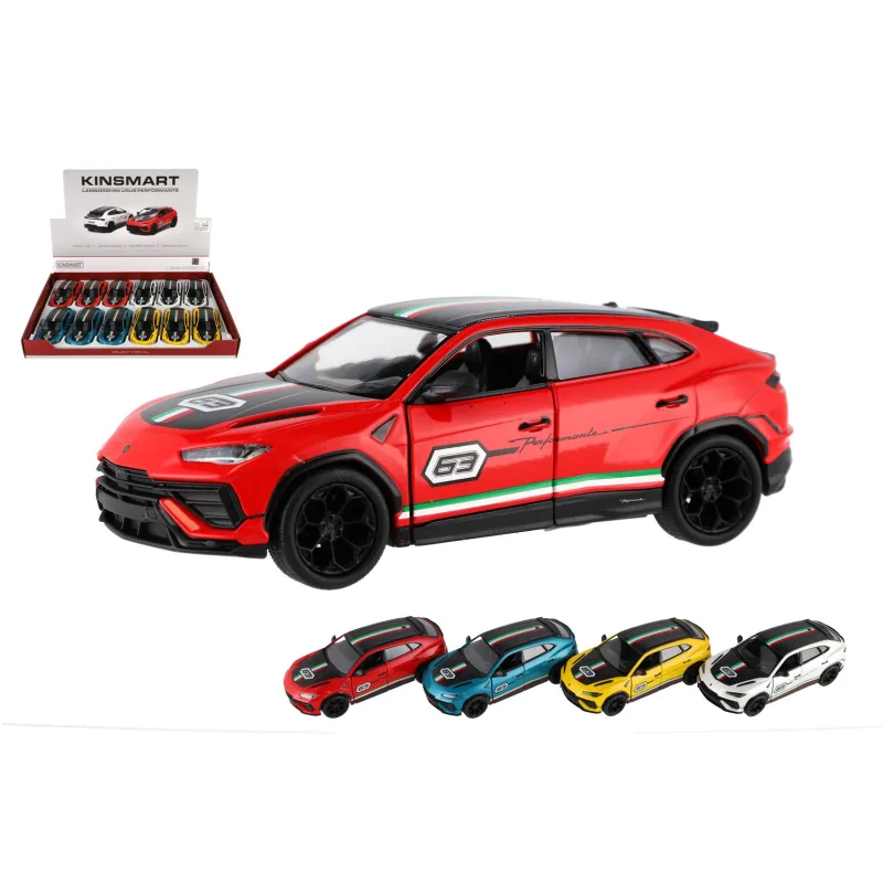 Teddies Auto Kinsmart Lamborghini Urus Performante 1:40 kov/plast 13cm 4 farby na spätné nat. 12ks v boxe