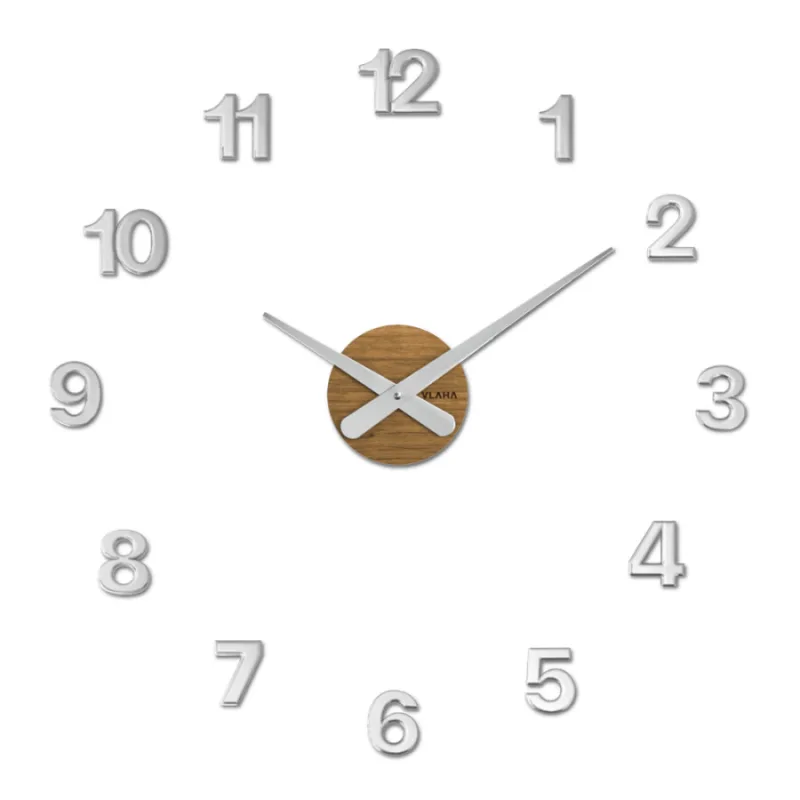 MINIMAL Dubové drevené hodiny s nalepovacími číslami vyrobené v Českej republike ⌀59cm VLAHA VCT1142