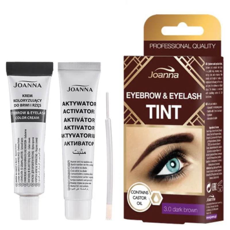 JOANNA TINT 3.0 DARK BROWN - krémová farba na riasy a obočie + aktivátor - tmavo hnedá