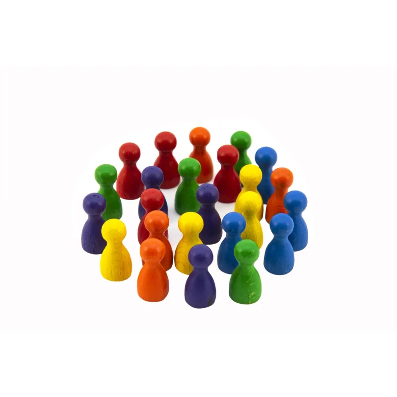Detoa Figúrky drevo 25mm 24ks 6 farieb spoločenská hra v sáčku 8x13cm