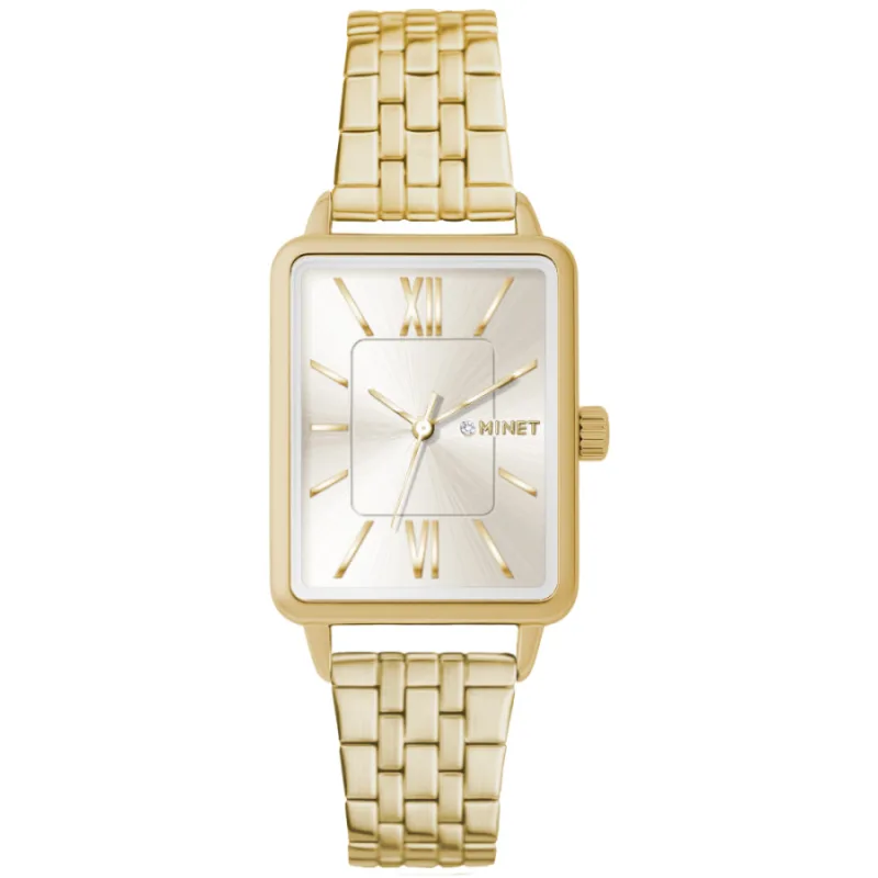 Zlaté dámske hodinky SIENA so zlatým oceľovým remienkom MINET MWL5419