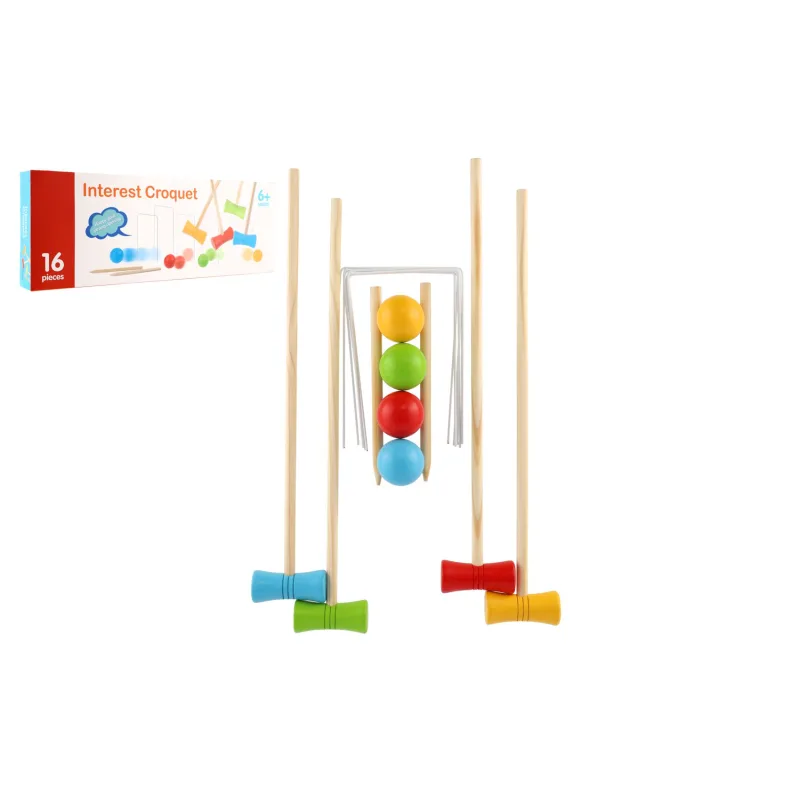 Teddies Hra Kroket drevo v krabici 59x21x6cm