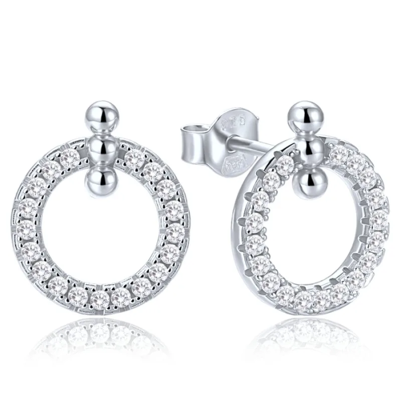 Elegantné strieborné náušnice so zirkónmi MINET JMAN0679SE00