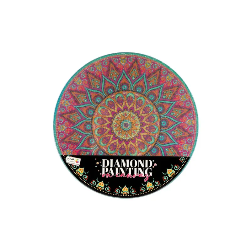 SMT Creatoys Kreativní sada diamantové malování mandala - květina zelená na kulatém plátně 30cm