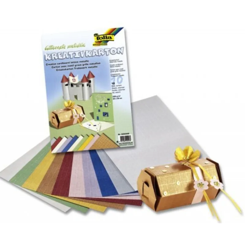 Folia Metalízový papír - mřížka 23 x 33 cm 10 ks, 230g