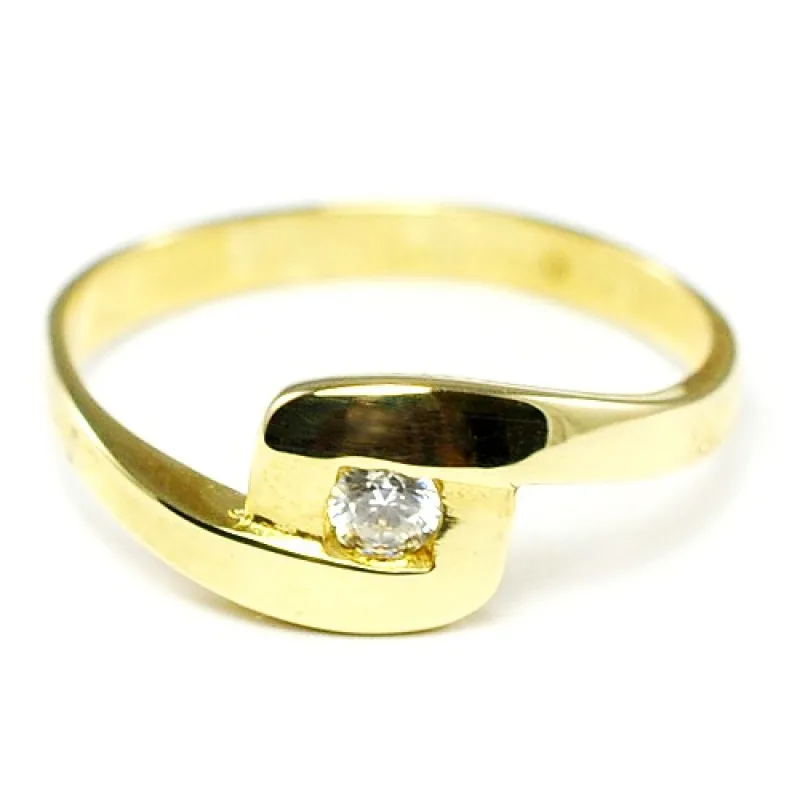 AUP 1340 - Prsten - žluté zlato - čirý kámen 53 mm 1.78 g