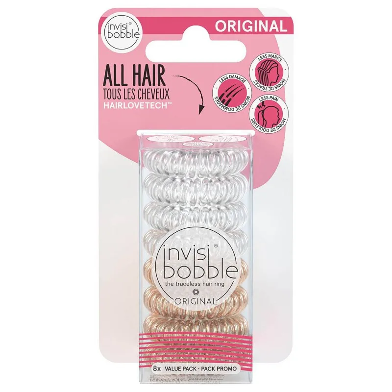 INVISIBOBBLE Original Clear Bronze 8ks - Špirálové gumičky do vlasov - priehľadné + bronzové
