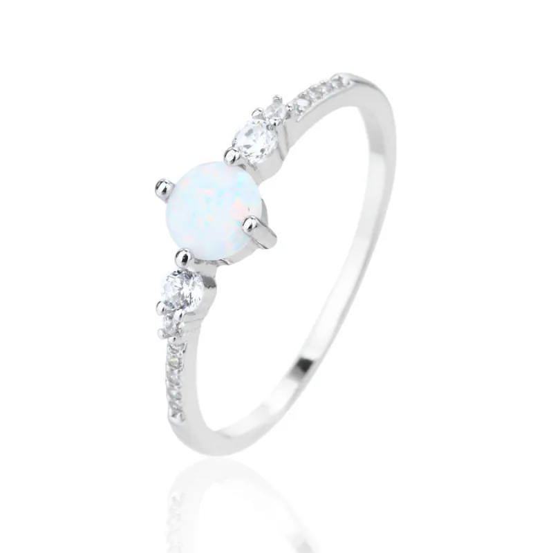 Strieborný opálový prsteň so zirkónmi JVD SVLR1302XJ6O1, 61, 1.30 g