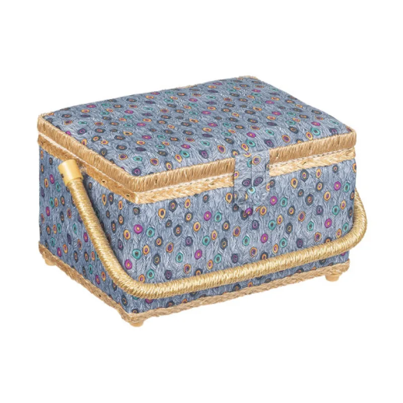 Bellatex BOX na šití, šedá, tyrkysová, oranžová - 24x17,5x13 cm