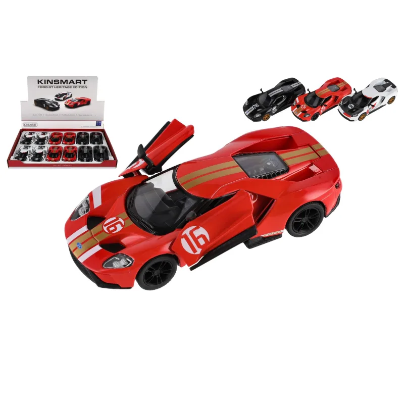 Teddies Auto Kinsmart Ford GT 1:38 kov/plast 12,5cm 3 farby na spätné natiahnutie