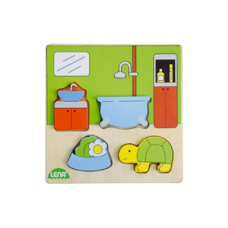 Lena Vkladačka/Puzzle drevené kúpeľňa v krabičke 14x20x2cm 18m+