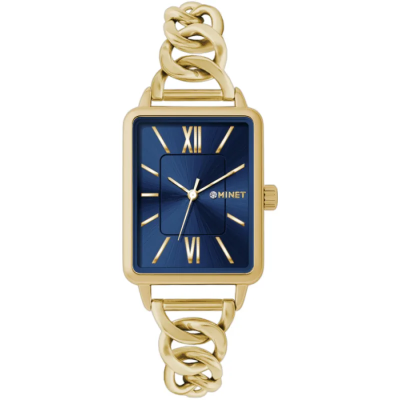 Zlatomodré dámske hodinky SIENA so zlatým oceľovým remienkom MINET MWL5430
