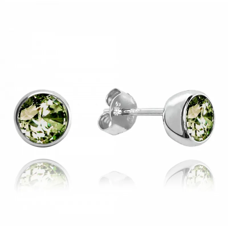 Strieborné náušnice pecky so zelenými zirkónmi MINET JMAN0301ZE00