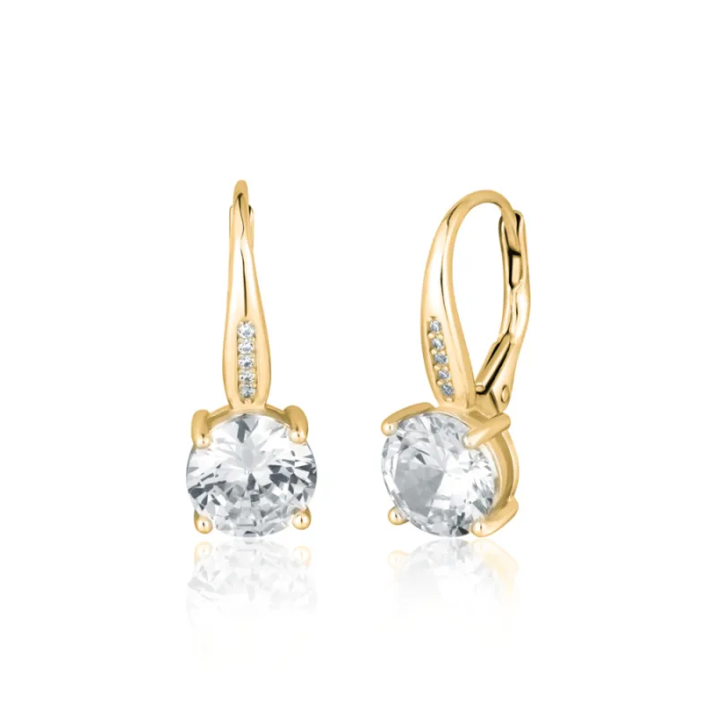 Pozlátené strieborné náušnice so zirkónmi JVD SVLE2147XH2GO00