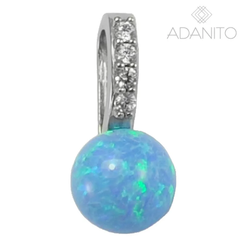 Zlatý opálový prívesok z bieleho zlata so zirkónmi ADANITO BRP0196SLB