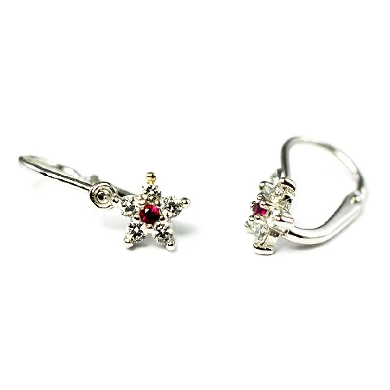 BR C2118-10-40-X-2 - Zlaté detské náušnice kytičky z bieleho zlata 1.09 g