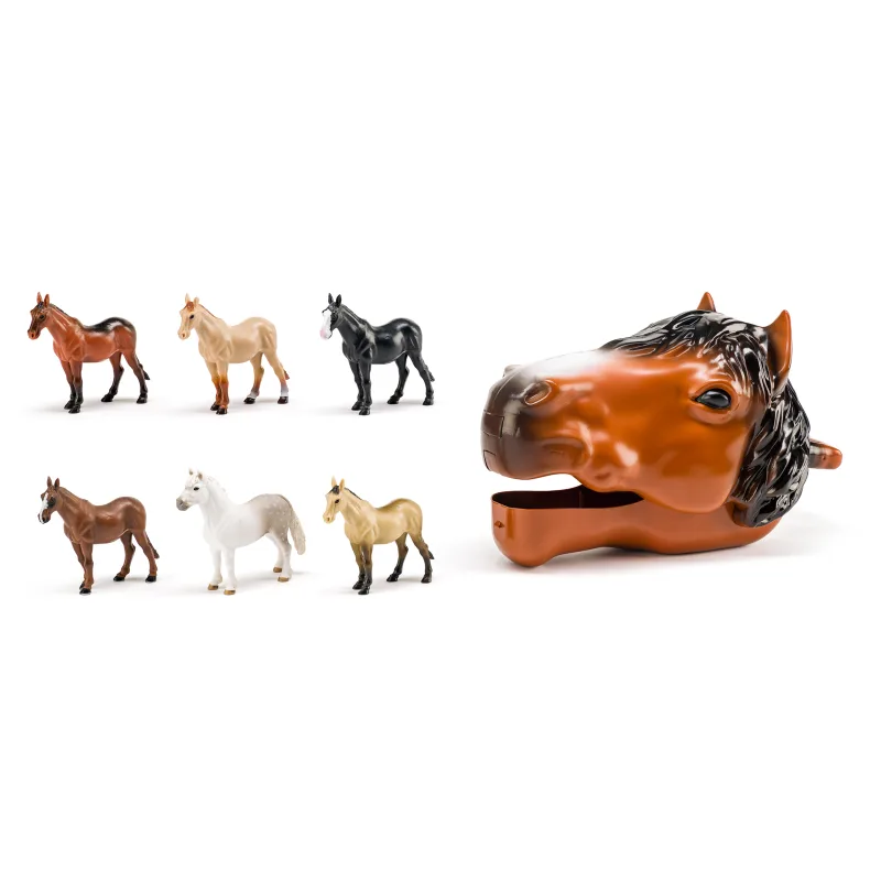 FAUNICA Koňská hlava s figurkami koní, 6ks