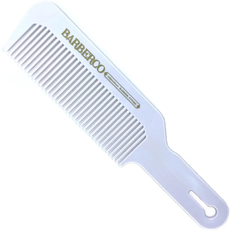 BARBER BARBERCO Clipper Comb White - biely hrebeň s rúčkou na strihanie vlasov