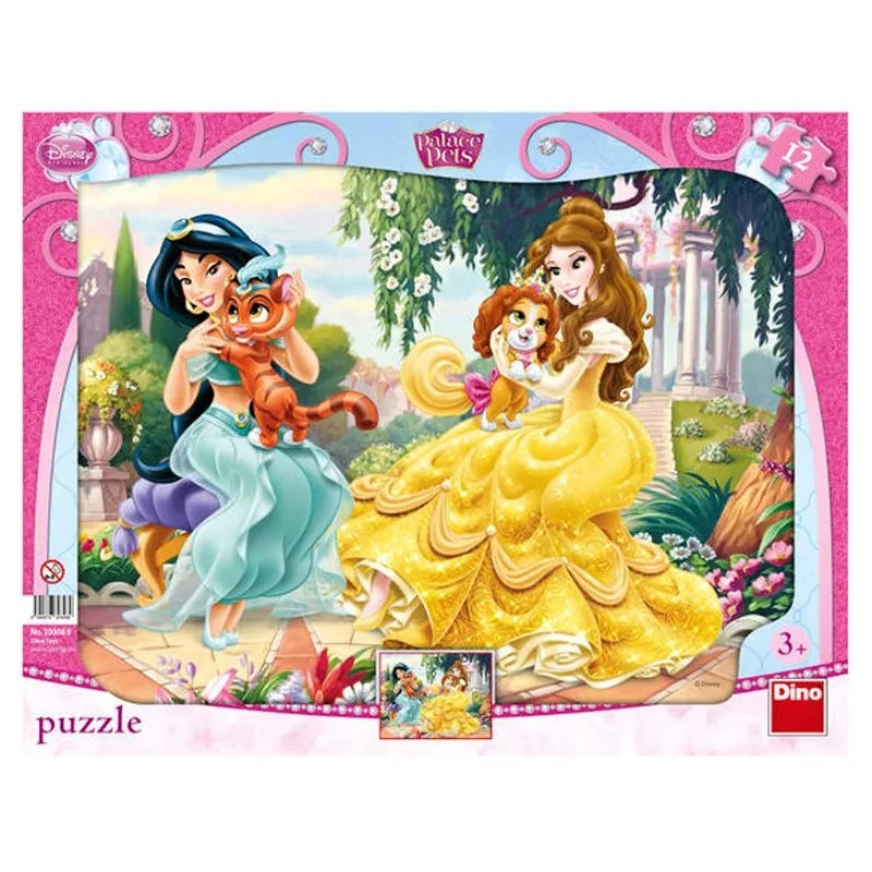Deskové puzzle s tvary Dino 12 dílků - Princezny a mazlíčci
