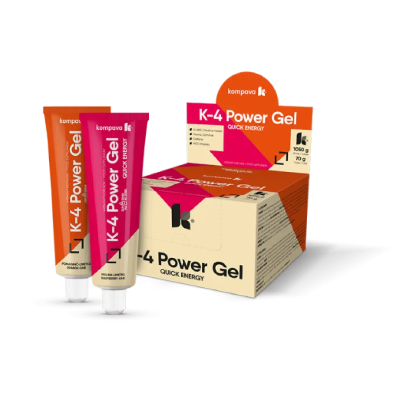 Kompava K4 Power Gel, malina-limetka, balení 15 ks
