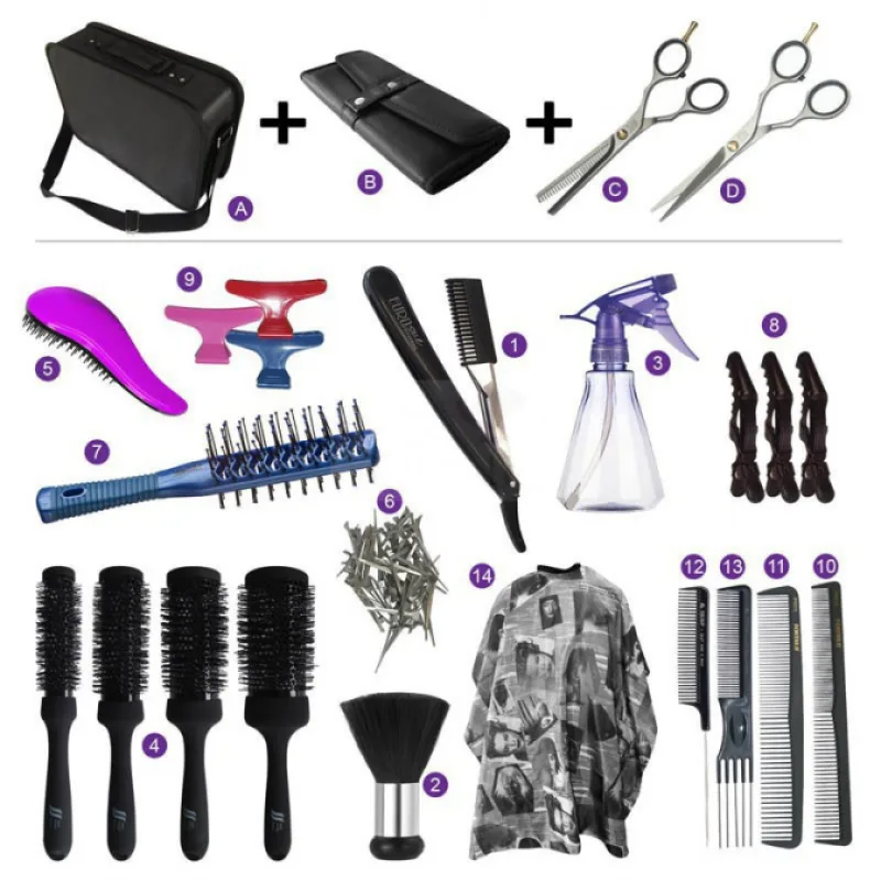 SALON Komplet Látkový kufor Jaguar Kadernícky set pre učňov - látkový kufrík s vybavením pre pravákov