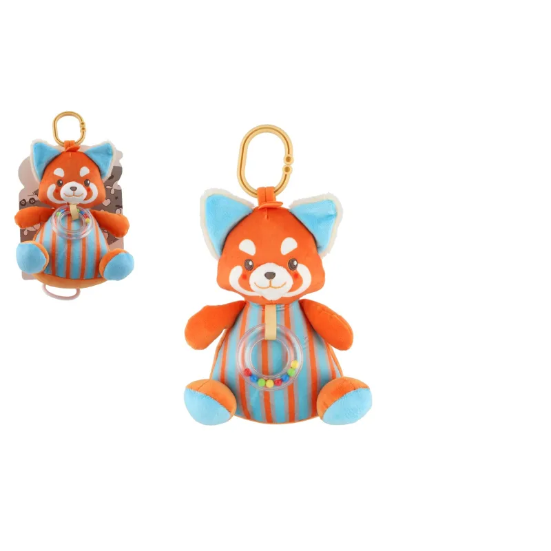 Teddies Líška plyš 22cm záves na postieľku/kočík naťahovací hrací strojček na karte v sáčku 0+