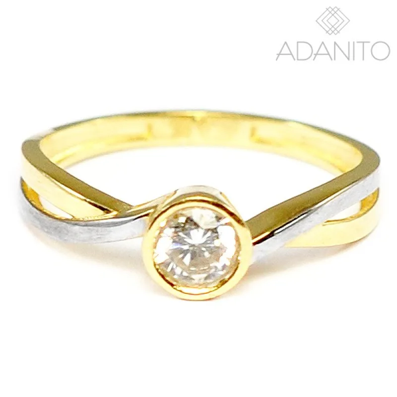 Zlatý prsteň z kombinovaného zlata so zirkónom ADANITO BRR0595GS