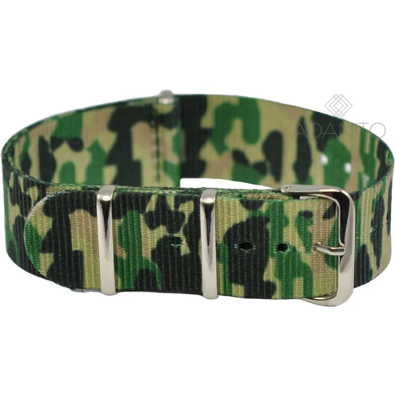 Nylonový Nato remienok na hodinky 20 mm maskovací ADANITO NATO3MGN20