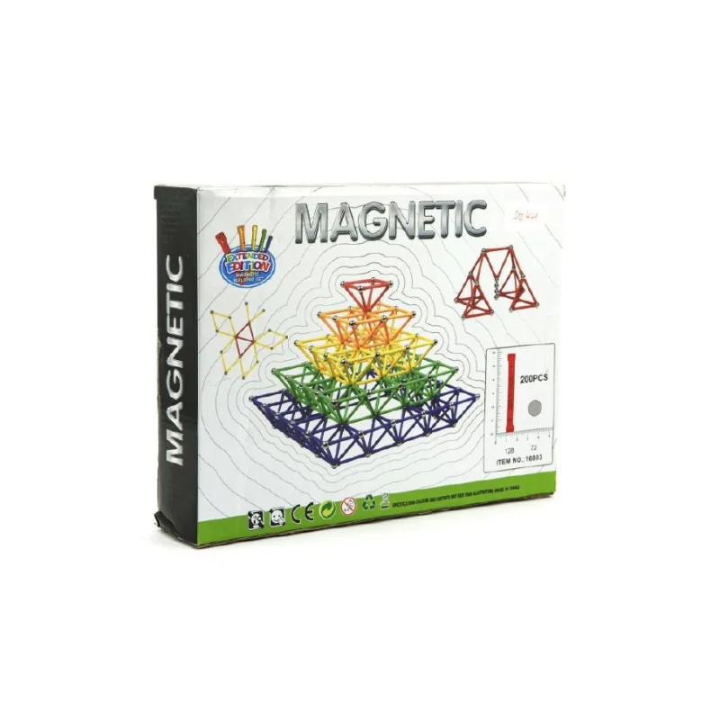 Teddies Magnetická stavebnica 200ks v krabici 30x23x6cm