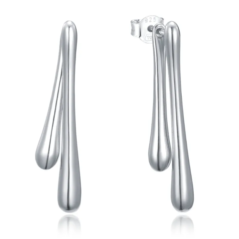 Moderné strieborné náušnice visiace kvapky MINET JMAN0567SE00