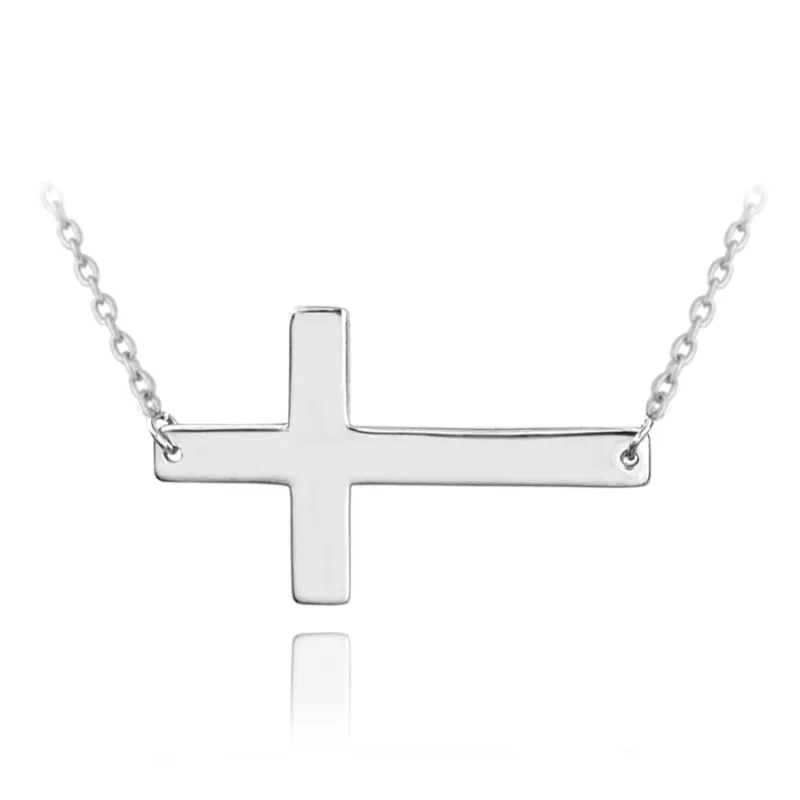 Strieborný náhrdelník kríž ležatý MINET JMAS0125SN45