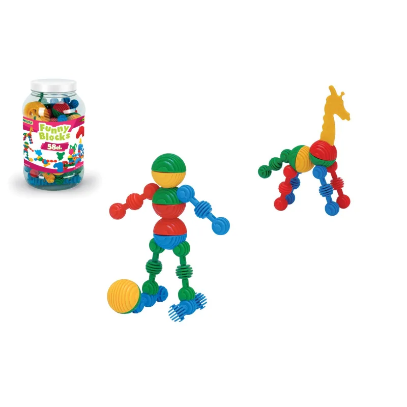 WADER Kocky stavebnice Funny Block plast 58ks Wader v plastovom boxe