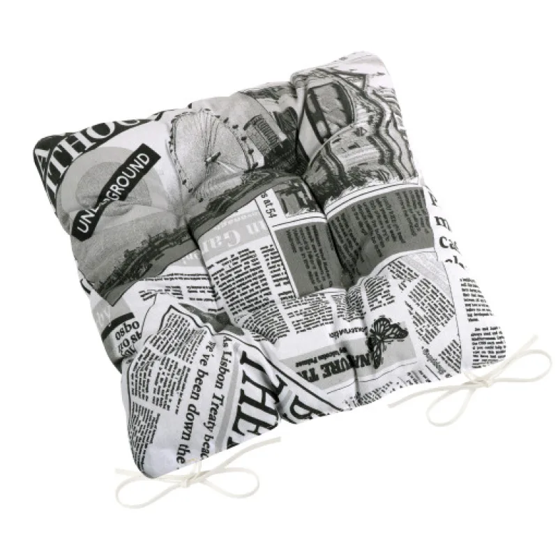 Bellatex Sedák EMA prošívaný - Noviny černé - 40x40cm