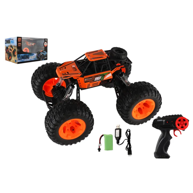 Teddies Auto RC Off-Road terénny 2,4GHz plast 32cm dobíjací pack+batérie oranžové v krabici 38x23x26cm