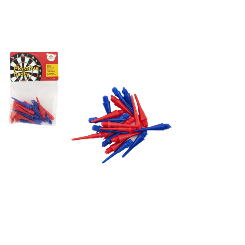 Teddies Plastové hroty 20ks k hádzacím šípkam v sáčku 6x9cm
