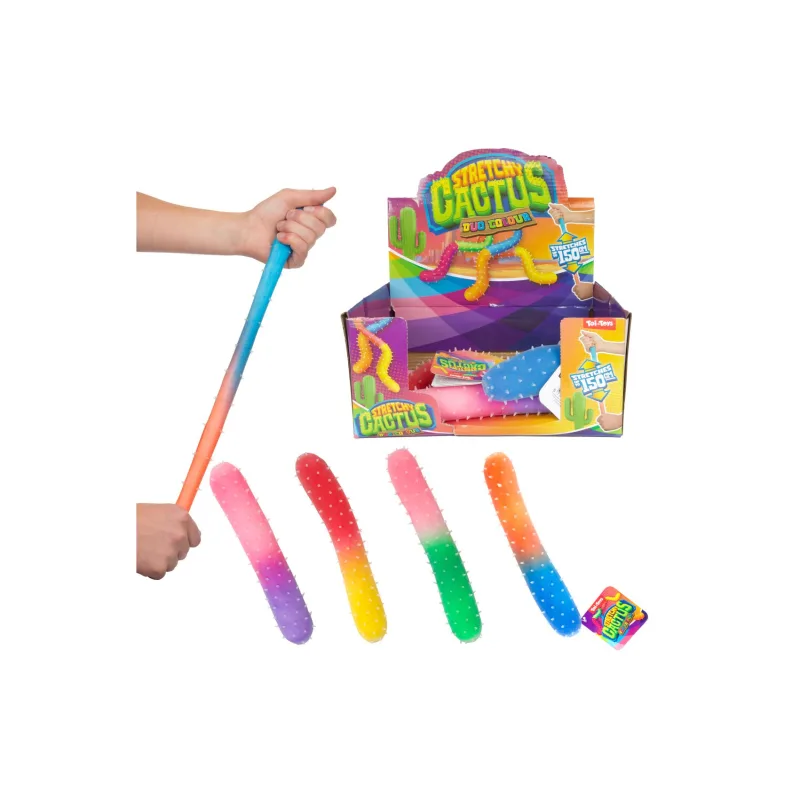 Teddies Kaktus antistresový naťahovací plnený pieskom 290g silikón 24cm 4 farby 24ks v boxe