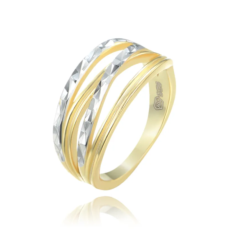 Dvojfarebný strieborný brúsený prsteň MINET JMAS0262GR, 60, 4.10 g